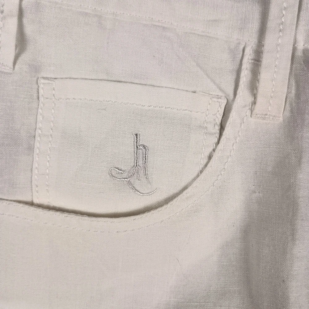 Jeremi Hunter 36Wx30L Mens White 100% Linen Straight Leg Summer Trousers Pants